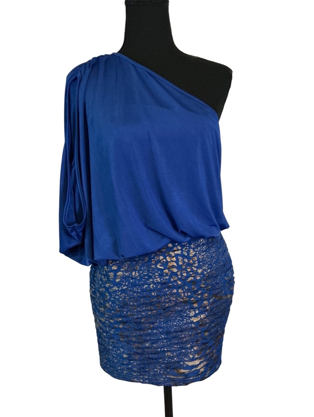 Day & Night Y2K Blue One-Shoulder Mini Dress with Lace Skirt